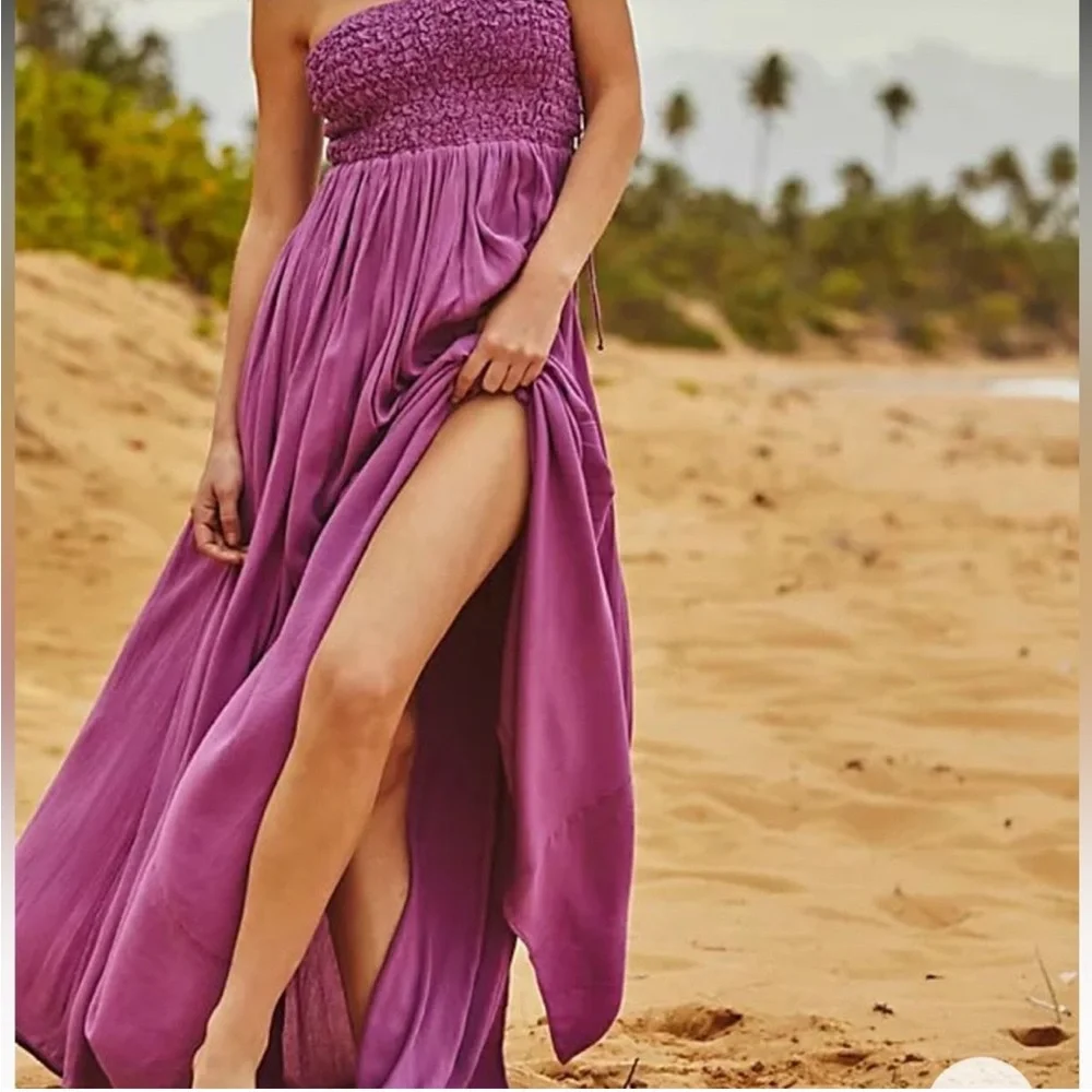 Free People NWT Flowy Strapless Smocked Bust Ties
Handkerchief Hem Maxi Dress - Picture 5 of 11